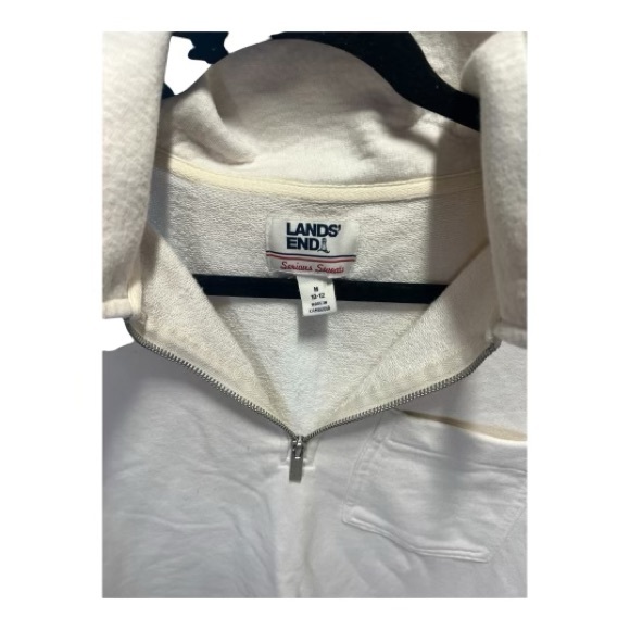 LANDS' END SERIOUS SWEATS WOMEN'S QUARTER ZIP SWEATSHIRT SZ M 10-12 - Picture 3 of 5